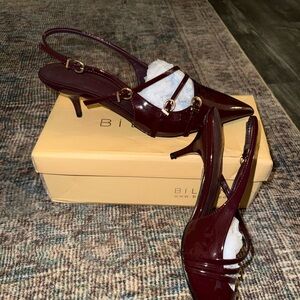 Billini Jeani wine patent kitten heel with buckles